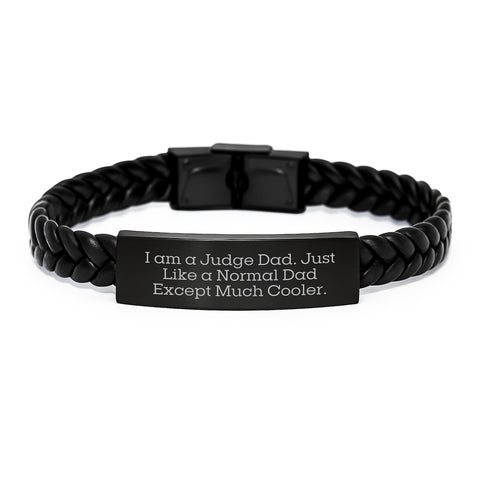 Funny Judge Dad Gifts, I Am A Judge Dad Interlaced Leather Bracelet for Judge, Men, Family, and Friends, Unique Graduation Gifts from Dad, Husband, or Coworker - Image 1