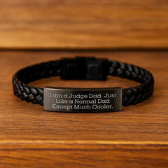 Funny Judge Dad Gifts, I Am A Judge Dad Interlaced Leather Bracelet for Judge, Men, Family, and Friends, Unique Graduation Gifts from Dad, Husband, or Coworker - Image 2