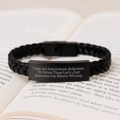 Insurance Adjuster Gifts, Funny Quote Interlaced Leather Bracel - Gifts from Friends for Insurance Adjuster, Graduation Unique Gifts - Image 3
