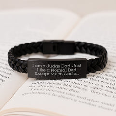 Funny Judge Dad Gifts, I Am A Judge Dad Interlaced Leather Bracelet for Judge, Men, Family, and Friends, Unique Graduation Gifts from Dad, Husband, or Coworker - Image 3
