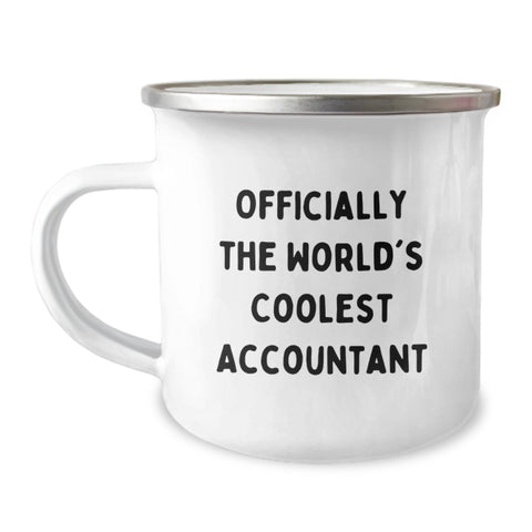 Funny Accountant Gifts, 'Officially The World's Coolest Accountant' Camping Mug for Men, Unique Graduation Gifts from Friends, Coworkers, or Family to Accountant - Image 1
