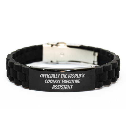 Funny Executive Assistant Gifts from Friends for Men, Women, and Coworkers - Officially The World's Coolest Executive Assistant Glide lock Clasp Bracelet for Graduation Unique Gifts - Image 1