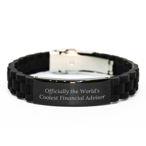 Funny Financial Advisor Gifts from Friends, Gifts for Financial Advisor, Glide lock Clasp Black Stainless Steel Silicone Adjustable Graduation Unique Presents - Image 1