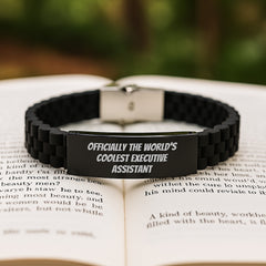 Funny Executive Assistant Gifts from Friends for Men, Women, and Coworkers - Officially The World's Coolest Executive Assistant Glide lock Clasp Bracelet for Graduation Unique Gifts - Image 2