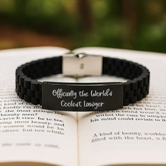 Funny Lawyer Gifts from Friends - 'Officially The World's Coolest Lawyer' Glide lock Clasp Bracelet for Lawyer Graduation Unique Gifts for Men - Image 2