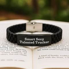 Funny Trucker Gifts from Friends, Inspirational Smart Sexy Talented Trucker Glide lock Clasp Bracelet for Trucker Men, Unique Graduation Gifts for Him - Image 2