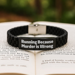Funny Running Gifts for Men from Friends - Inspirational Glide lock Clasp Bracelet for Graduation - 'Running Because Murder Is Wrong' Quote - Image 2