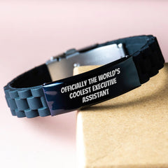 Funny Executive Assistant Gifts from Friends for Men, Women, and Coworkers - Officially The World's Coolest Executive Assistant Glide lock Clasp Bracelet for Graduation Unique Gifts - Image 3