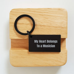 Funny Musician Gifts for Men from Friends - Keychain Quote 'My Heart Belongs To A Musician' for Graduation - Image 2