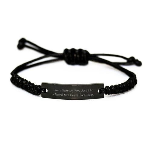 Secretary Mom Gifts from Family to Graduation Rope Bracelet with Funny Quote, Unique Secretary Accessories, Adjustable Rope Jewelry for Secretary, Mom, Women, Friends - Image 1