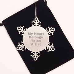 Artist's Heart Snowflake Ornament, Gifts from Friends, Inspirational Quote, Christmas Unique Gifts for Artist - Image 2